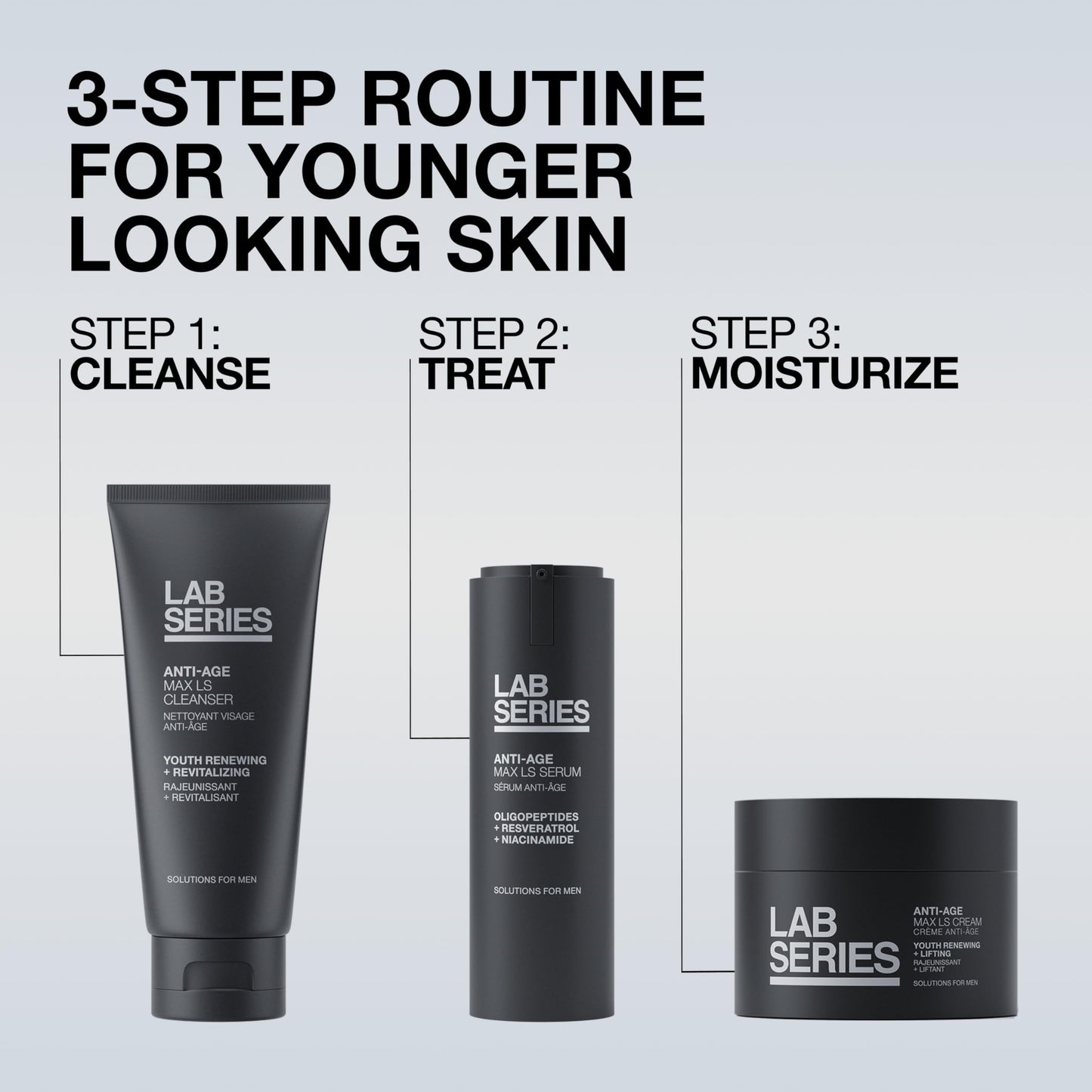 Lab Series Men's Max LS Anti-Age Cream - Anti Aging Face Lotion Moisturizer - Skin Care for Men - Visibly Reduces Fine Lines & Wrinkles