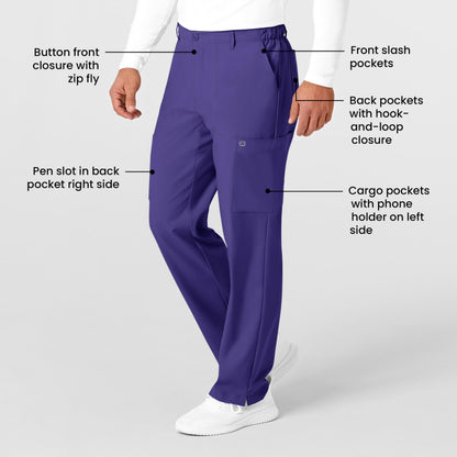 Men's Flat Front Cargo Scrub Pant, Grape, 3XL TAL
