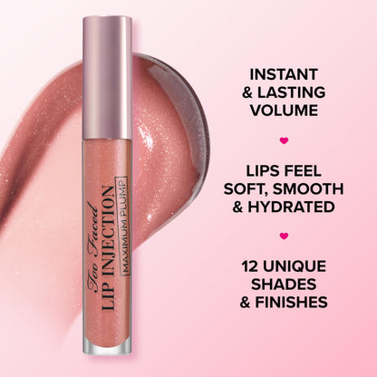 Too Faced Lip Injection Maximum Plump Extra Strength Lip Plumper Gloss | Hydrating, Volumizing, + Plumping, 0.14 Fl Oz