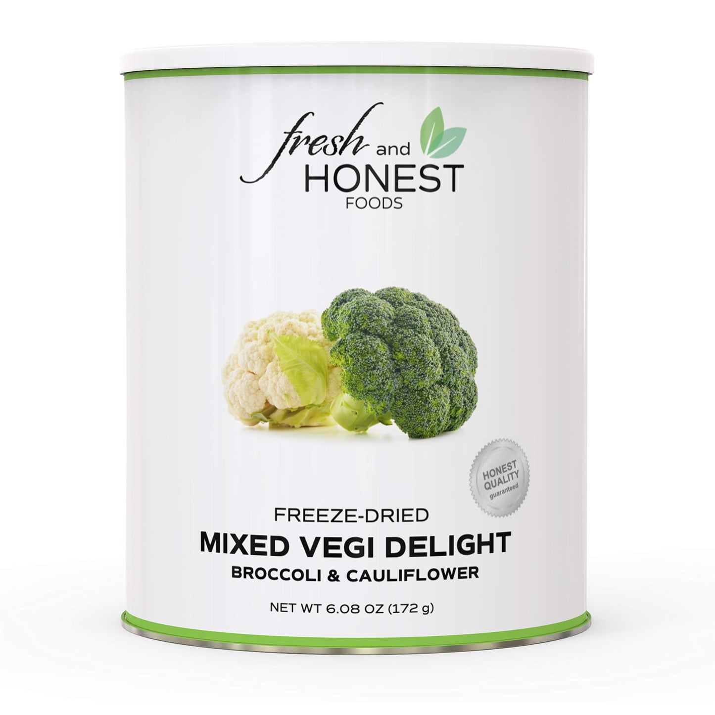 Fresh & Honest Foods Freeze Dried Mixed Vegetables 100% All Natural (Broccoli & Cauliflower) 6.0 OZ #10 Can, up to 20 yrs Shelf Life. Perfect for Emergencies, Food Storage, Survival, Camping and more.