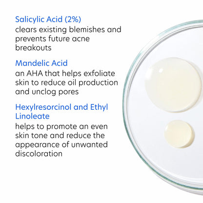 PCA SKIN Acne Gel, Acne Spot Treatment, 2% Salicylic Acid Serum, Anti Acne Serum, Evens Skin Tone, 1 fl oz Pump