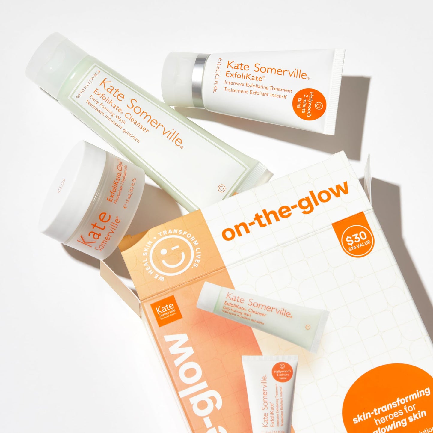 Kate Somerville On The Glow Kit – Travel-Size Skincare Set for Glowing Skin with ExfoliKate Cleanser, Treatment & Moisturizer