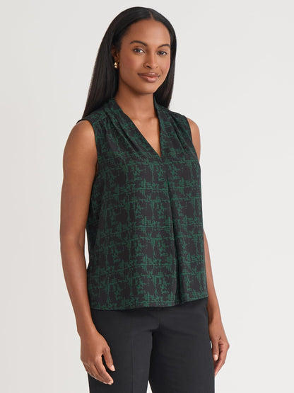Kasper Women's Sleeveless V-Neck Printed Top