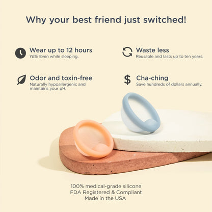 Saalt Menstrual Disc Bundle – Blue Regular Disc + Saalt Wash + Compact Sanitizer for Period Care, Sustainable Reusable Disc, Easy to Clean & Travel-Friendly