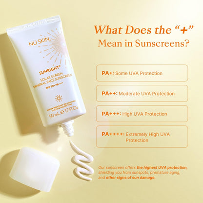 Nu Skin Sunright Solar Sunscreen SPF 50+ | Broad-Spectrum UVA/UVB Protection for Face & Body (50mL) | Water-Resistant for 80 Minutes | Lightweight, Non-Greasy Formula