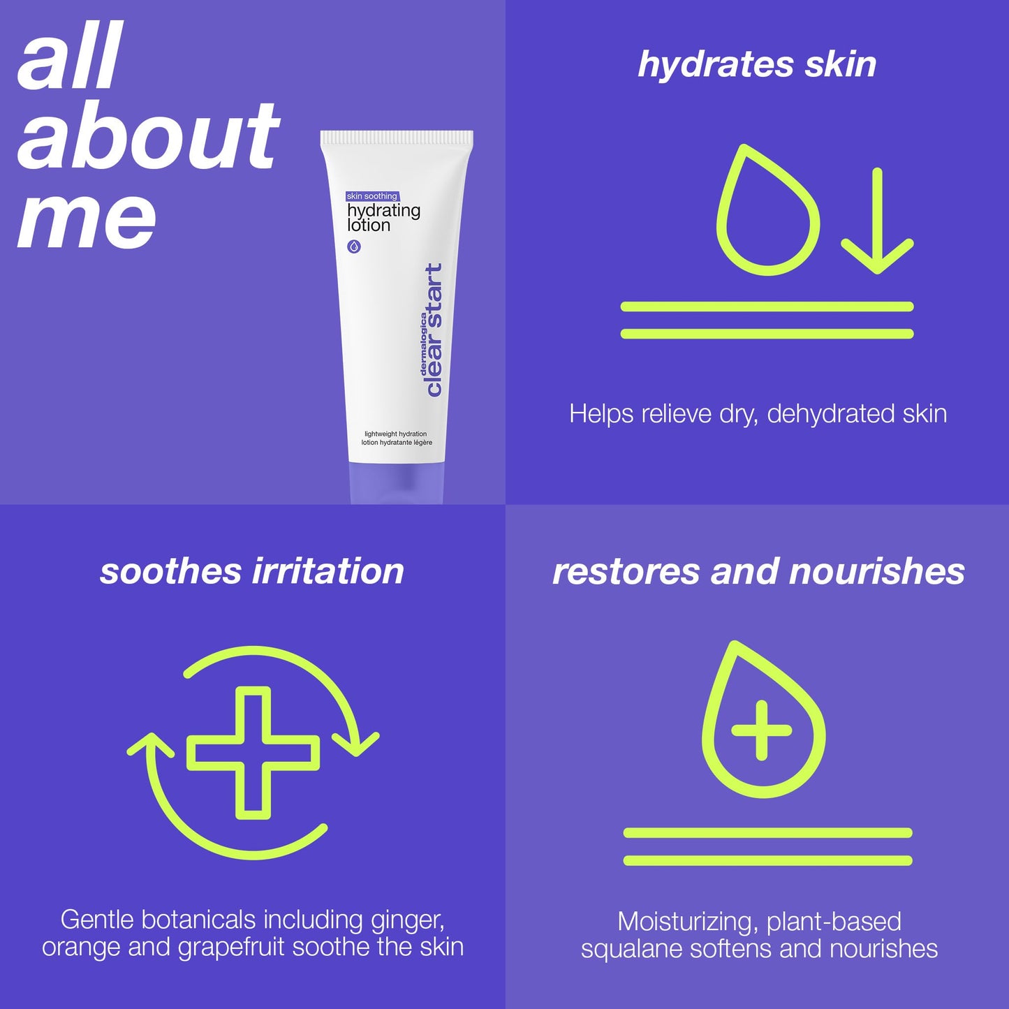 Dermalogica Clear Start Skin Soothing Hydrating Lotion, Lightweight Moisturizer for Dry + Sensitive Skin with Hyaluronic Acid and Squalane, Calms + Soothes