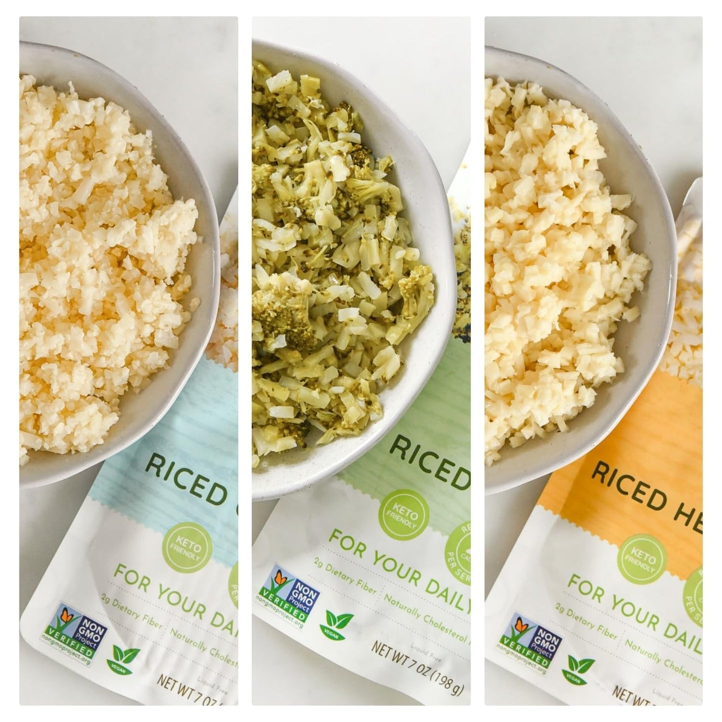 POSHI Riced Vegetables Variety Pack | Ready to Eat, All Natural, Non GMO, Low Calorie + Carb, Gluten Free, Vegetable Rice, Fully Cooked, Meals, On The Go, Plant-Based, Healthy, Veggies (7oz, 6 Pack)