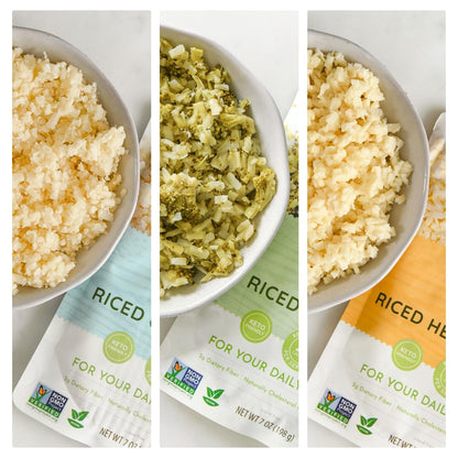 POSHI Riced Vegetables Variety Pack | Ready to Eat, All Natural, Non GMO, Low Calorie + Carb, Gluten Free, Vegetable Rice, Fully Cooked, Meals, On The Go, Plant-Based, Healthy, Veggies (7oz, 6 Pack)