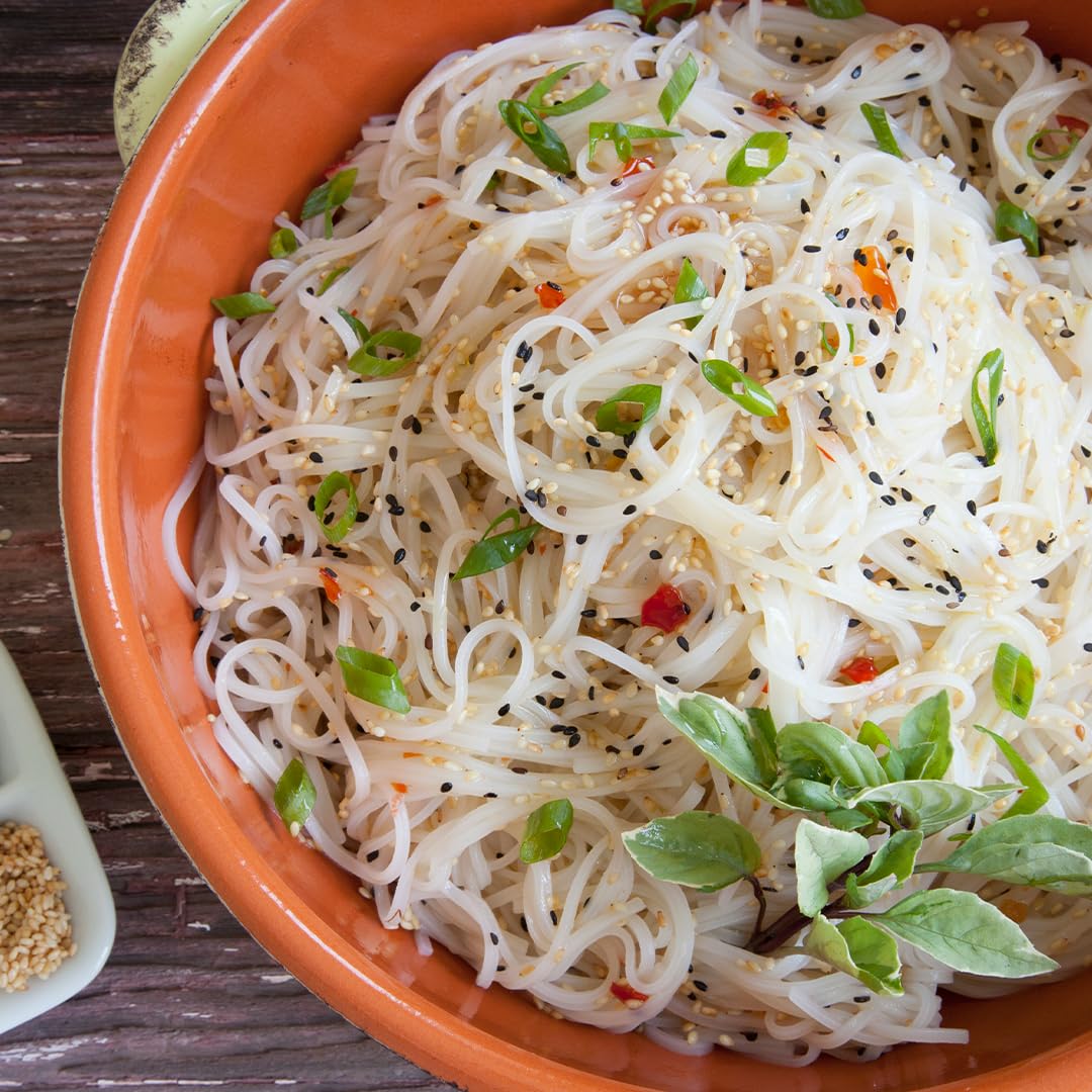 A Taste of Thai Spaghetti Rice Noodles (Thin & Straight Cut)| Restaurant-Quality Thai Flavor in Minutes | Vegan, Gluten-Free, Wheat Free, Non-GMO| For Stir-Fries, Soups & Asian Dishes 16 oz, 1 Pack