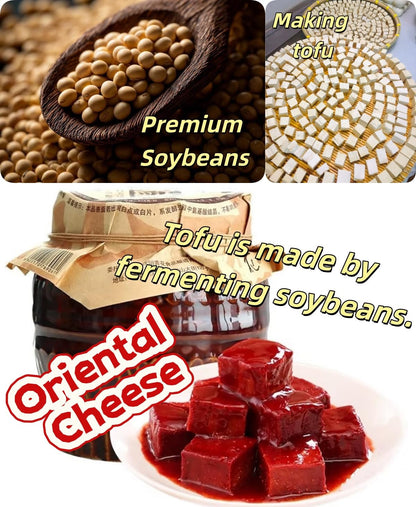QIXINLIZY Fermented Traditional Bean Curd-large pieces Chinese Red Bean Curd-Savory Aged Bean Curd for Hot Pot,Stir-fry, Noodles, Porridge12 oz (340g)