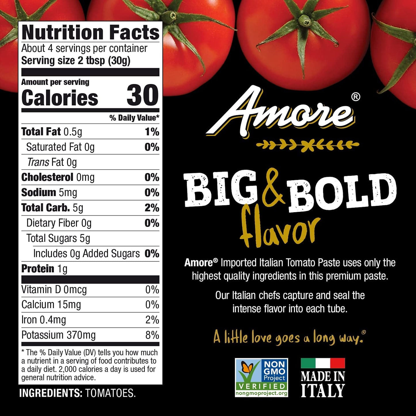 Amore Crowd Favorite - Garlic Paste (3.2oz) & Tomato Paste (4.5oz) in a Tube, Vegan, Non GMO Verified (Variety 2 Pack)
