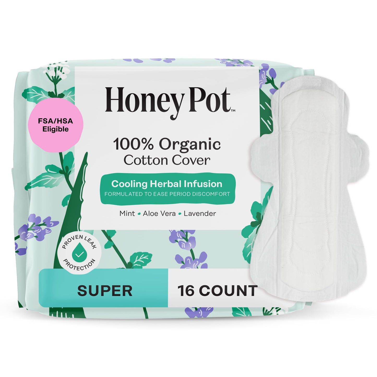 The Honey Pot Company - Pads for Women - Herbal Essentials Bundle - Organic Cotton Cover & Ultra-Absorbent Pulp Core - Sanitary Pads for Women - Feminine Care
