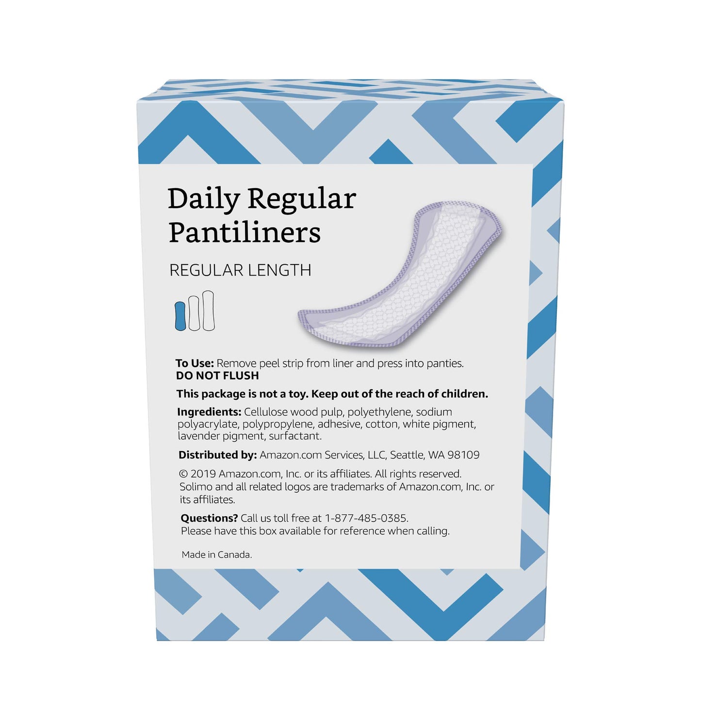 Amazon Brand - Solimo Daily Pantiliner, Unscented, Regular Length, 300 Count, 50 Count (Pack of 6)