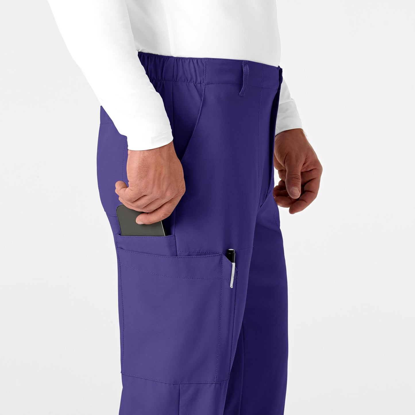 Men's Flat Front Cargo Scrub Pant, Grape, 3XL TAL