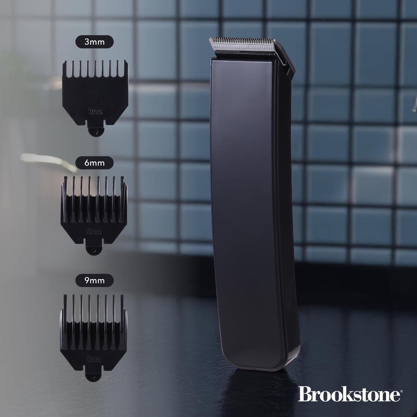 Brookstone - Cordless Hair Trimmer with Charging Base, Precision Grooming for Hair, Beard & Body with Adjustable Guide Combs