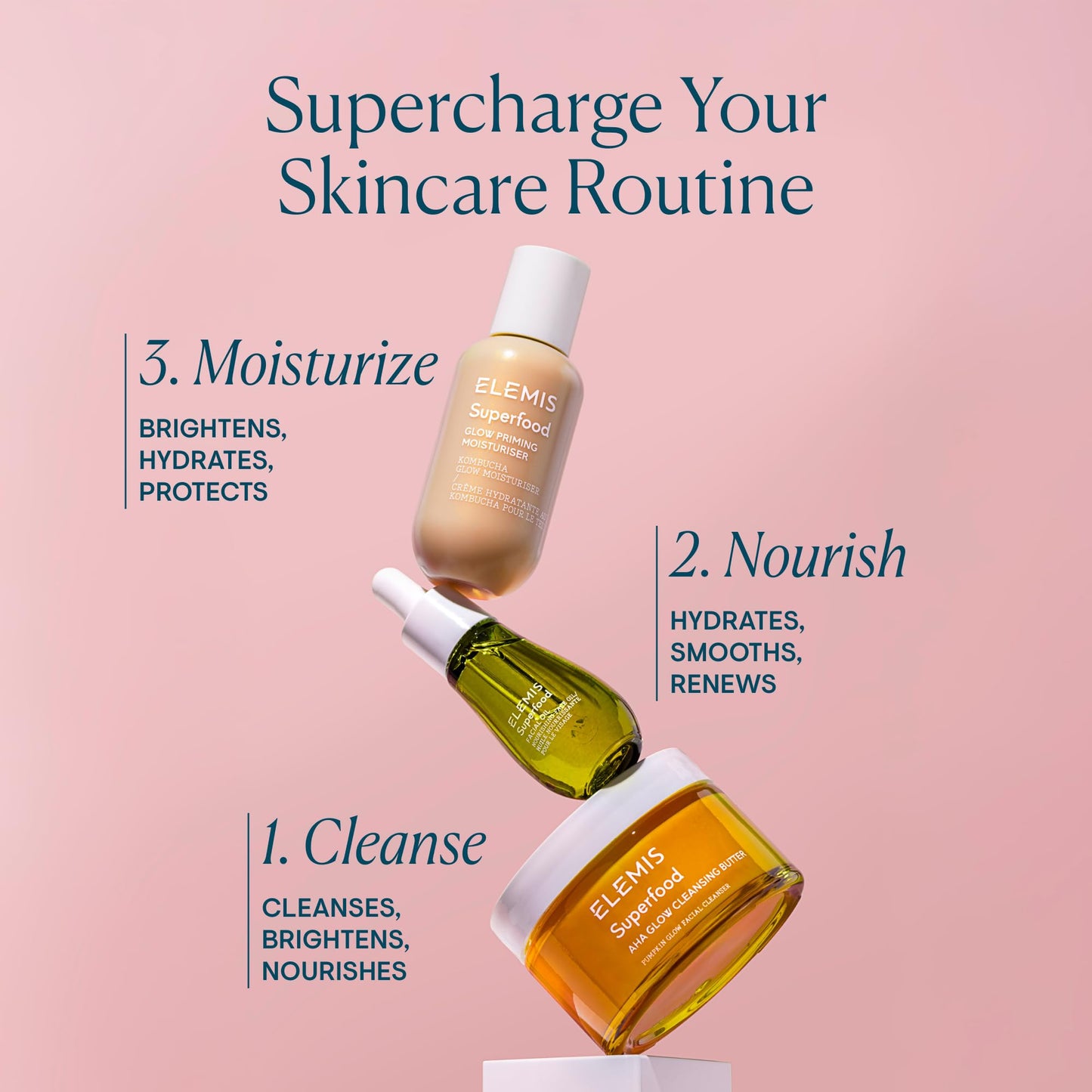 ELEMIS Superfood AHA Glow Cleansing Butter, Daily Facial Cleanser/Mask Removes Makeup, Cleanses & Helps to Brighten, Nourish, and Hydrate Skin