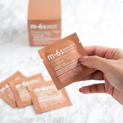 m-61 PowerGlow Peel Gradual Tan | Exfoliating Facial Peel, Build A Streak-Free Radiant Glow