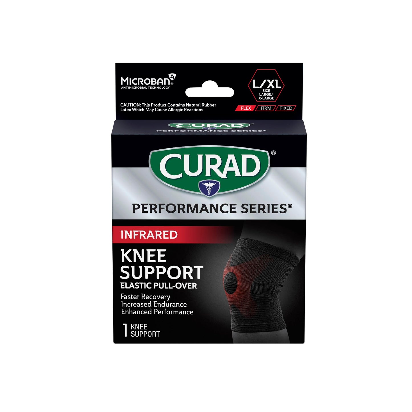 CURAD Performance Series Infrared Knee Support, Elastic Knee Sleeve for Pain Management, Compression Support for Recovery and Performance, Powered by CELLIANT Technology, Large/X-Large