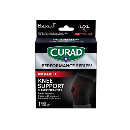 CURAD Performance Series Infrared Knee Support, Elastic Knee Sleeve for Pain Management, Compression Support for Recovery and Performance, Powered by CELLIANT Technology, Large/X-Large