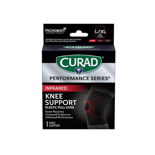 CURAD Performance Series Infrared Knee Support, Elastic Knee Sleeve for Pain Management, Compression Support for Recovery and Performance, Powered by CELLIANT Technology, Large/X-Large