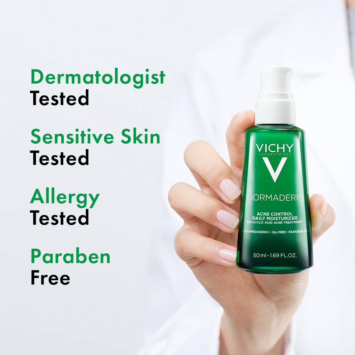 VICHY Normaderm Acne Control Daily Moisturizer, Oil Free Acne Moisturizer For Face, Max Strength 2% Salicylic Acid + Hyaluronic Acid + Vitamin C, Targets Blackheads, Blemishes & Enlarged Pores