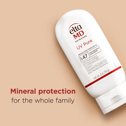 EltaMD UV Pure Face and Body Sunscreen, SPF 47 Mineral Sunscreen for Kids and Adults, Water Resistant Up to 80 Minutes, Oil Free Zinc Oxide Formula