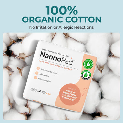 100% Organic Pads for Women - Organic Cotton Overnight Pads with Wings - Designed for Comfort & Ultra-Thin - No Fragrances, Odor-Control, Breathable - Super (1 Pack, 20 Count)