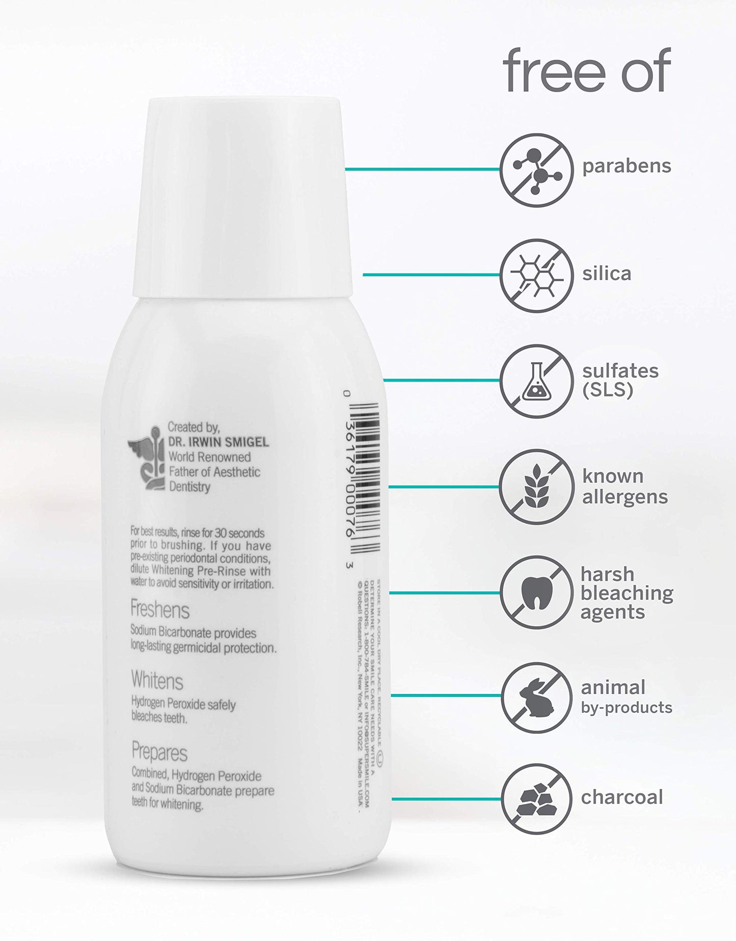 Supersmile Whitening Pre-Rinse, Clinically Formulated Pre-Brush Dental Mouthwash, Original Mint, 5 Fl Oz