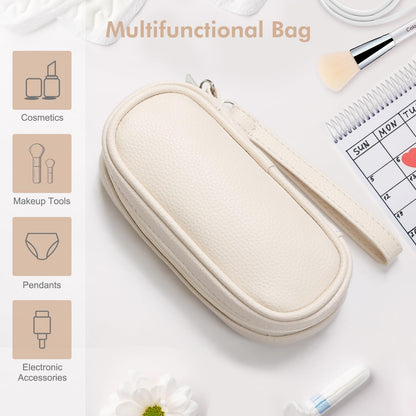 Tampon Holder for Purse, Portable period Bag with Handle,Travel Pads Tampons Pouch, Pu Leather Small Tampon Organizer Case for Feminine Products, Waterproof Period Bags for Women