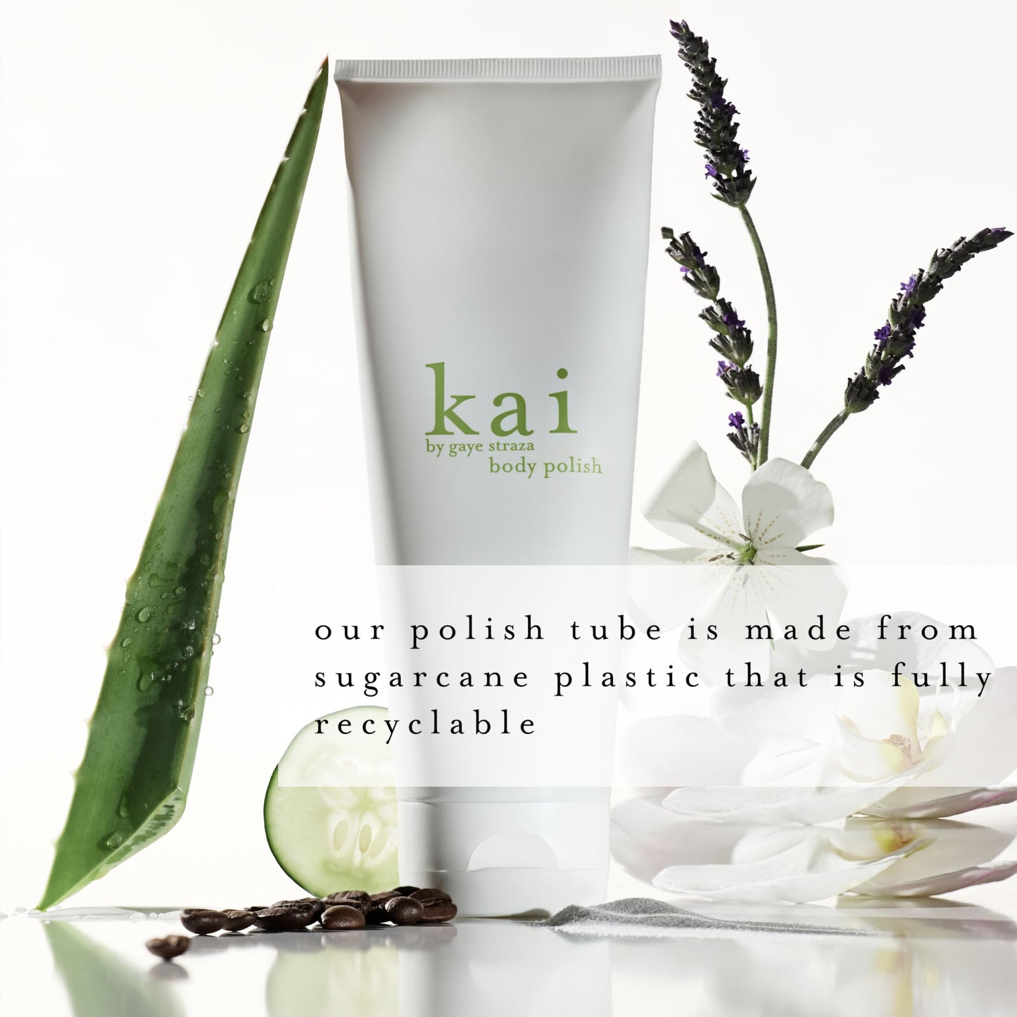 kai body polish – 8 oz exfoliating scrub with sugar & sea salt, light white floral scent experience smooth, soft skin you’ll love | hydrating, clean beauty ritual - recyclable packaging