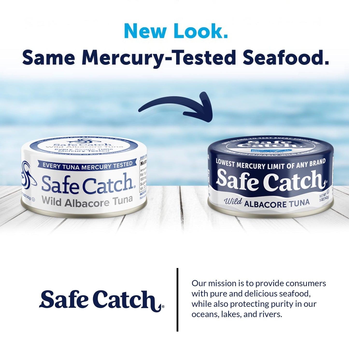 Safe Catch Wild Albacore Tuna Canned Low Mercury Can Tuna Fish Steak Gluten-Free Keto Food Non-GMO Kosher Paleo-Friendly High Protein Every Can Of Tuna Is Tested No Water Oil Tuna, Pack of 6 5oz