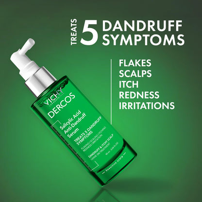 Dercos Salicylic Acid Anti-Dandruff Treatment, Scalp Treatment Targets Dandruff Symptoms & Leaves Head Feeling Hydrated & Soothed, Serum Provides Flake & Itch Relief, 3 Fl. Oz.