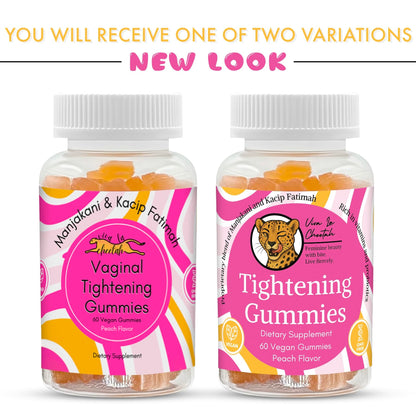 Vaginal Tightening Gummies, 2 Month Supply, V Tight, 60 Vegan Tightener Gummy Vitamins, Natural Tightening Pills for Tighter Vag, pH Balance, Vaginal Health (Peach)