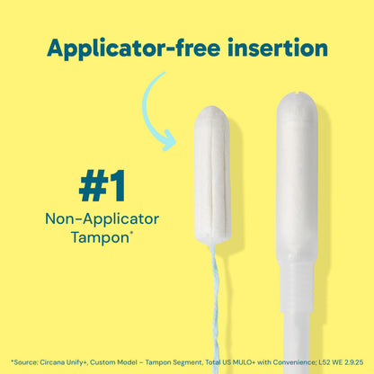 o.b. Tampons No Applicator, Fragrance-Free - 40ct | Applicator-Free Tampons Super, Feminine Care, ob Tampon Super, Period Products