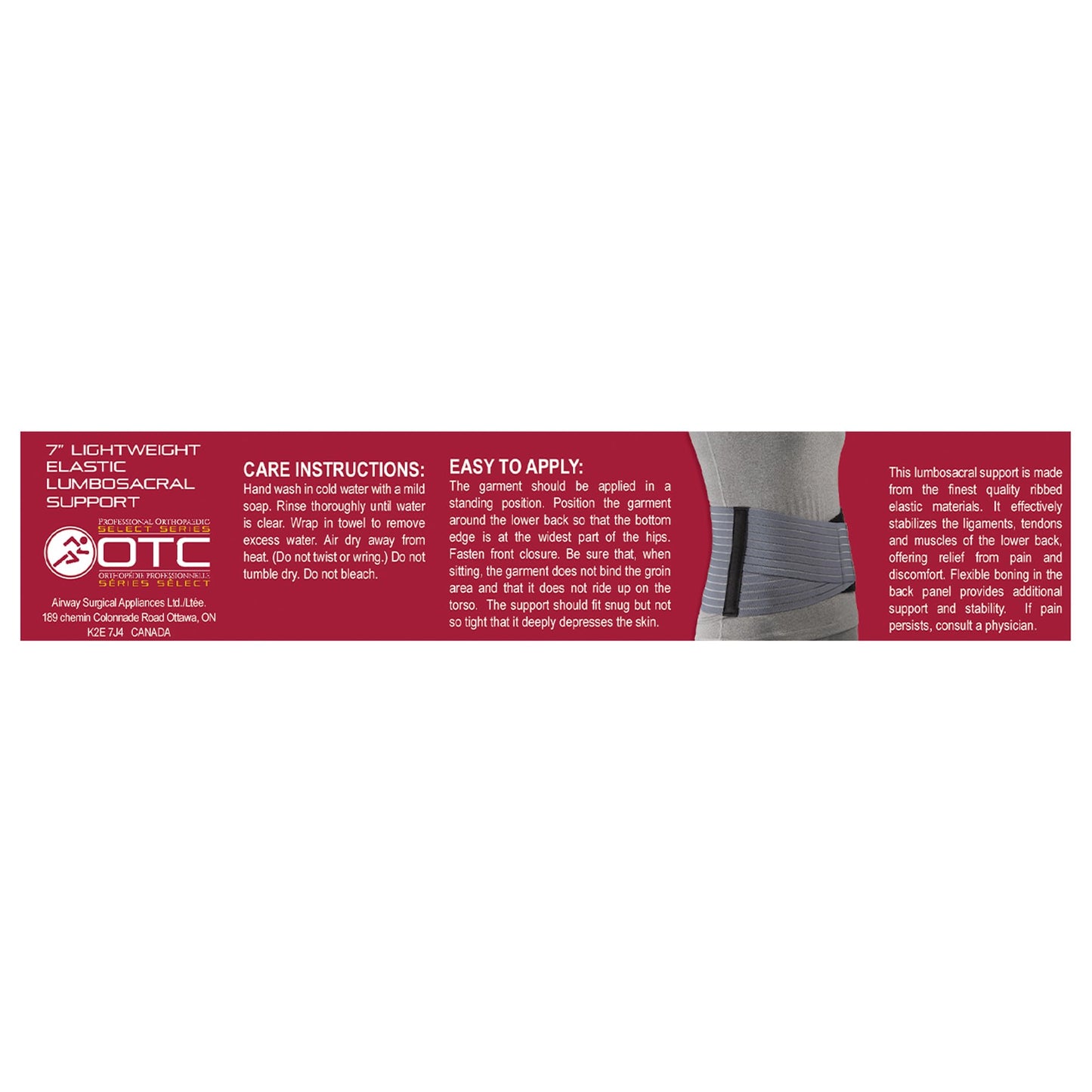 OTC Lumbosacral Support for Women, 7-Inch Lower Back, Select Series