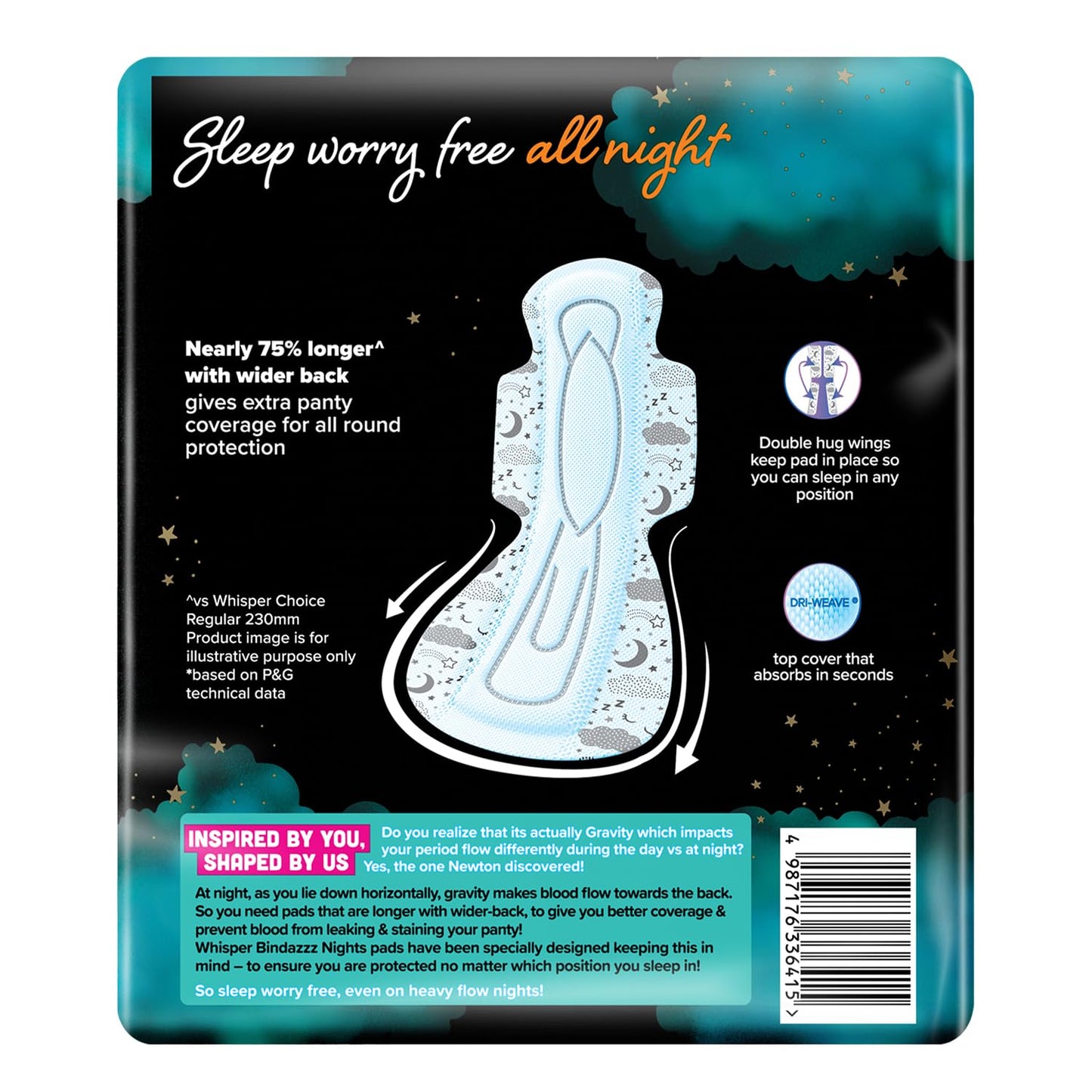 Whisper Ultra Night Sanitary Pads for Women, XXXL 20 Napkins