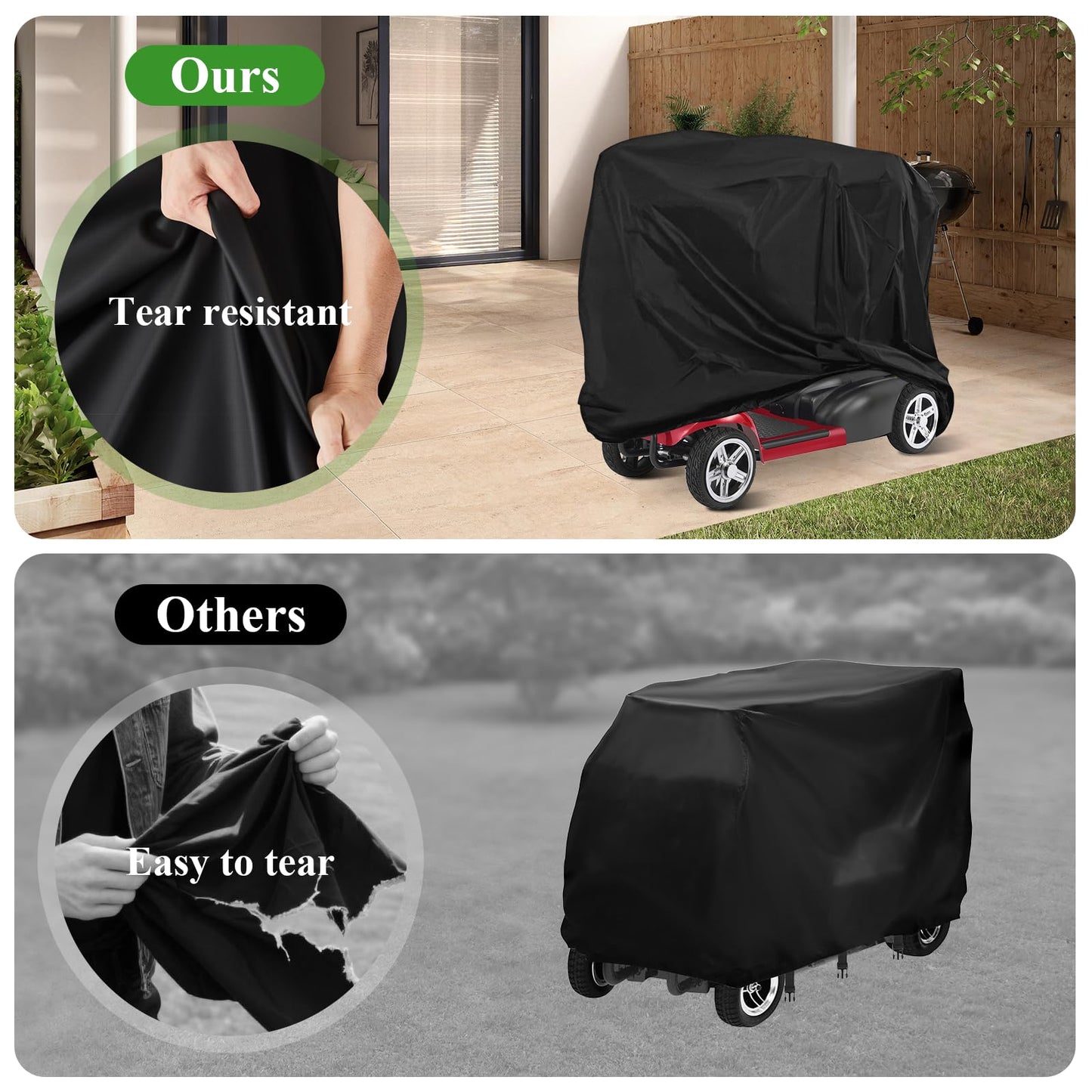Mobility Scooter Cover,Waterproof Wheelchair Cover for Storage,Mobility Scooter Accessories for All-Weather Outdoor Protection Dust Covers - 55"x 26" x 36" (L x W x H)