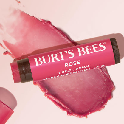 Burt's Bees Easter Basket Stuffers, Lip Tint Balm with Long Lasting 2 in 1 Duo Tinted Balm Formula, Color Infused with Hydrating Shea Butter for a Natural Looking Buildable Finish, Rose (2-Pack)