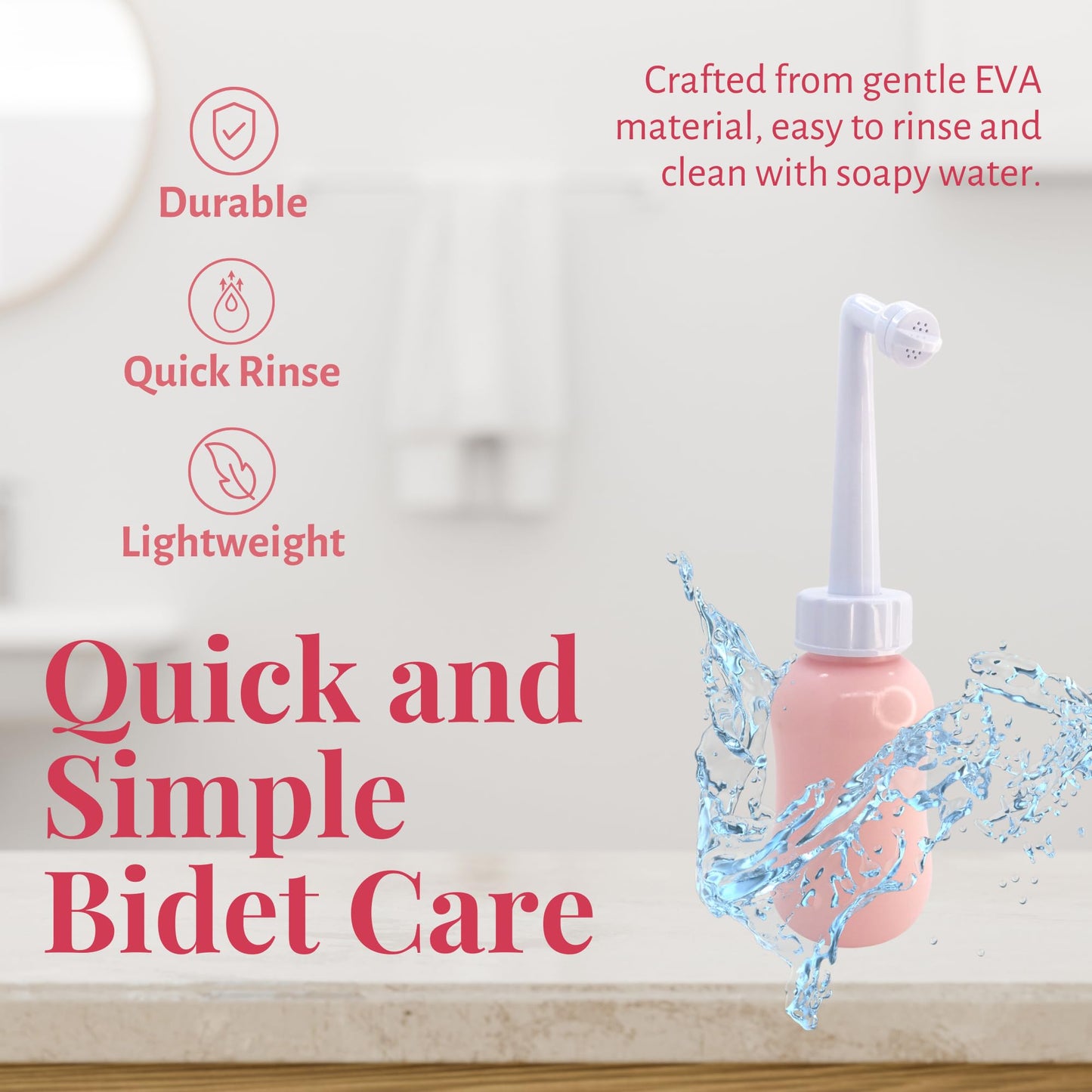 Peri Bottle After Birth Care for Postpartum Essentials Feminine Pink Portable Bidet Water Squeeze Spray Bottle for Pain Relief tears Hemorrhoids with Bottle Cap 300 ml (10 oz)