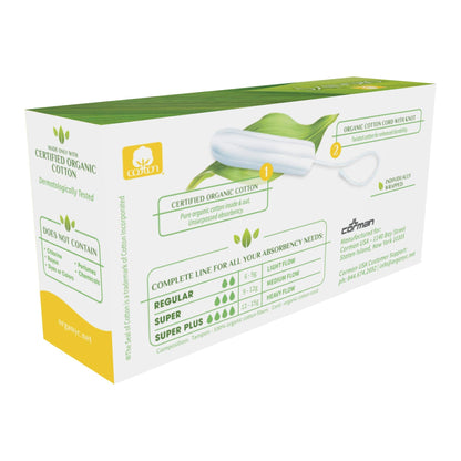 Organyc 100% Certified Organic Cotton Tampons, No Applicator, Free from Chlorine, Perfumes, Rayon, and Chemicals, Regular + Super, (32 Count)
