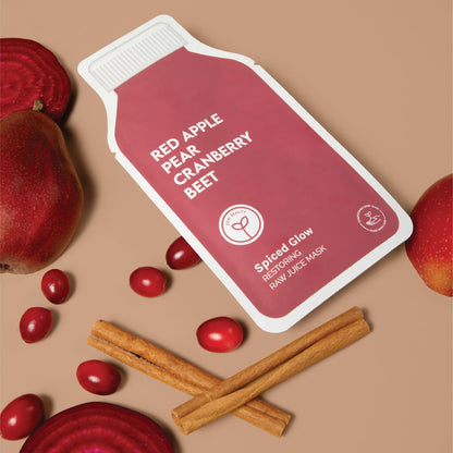 ESW Beauty Spiced Glow - Restoring Raw Juice Face Mask (6-Pack) – Red Apple, Pear & Cranberry Face Mask for Dull, Uneven & Aging Skin – Illuminates, Restores & Replenishes