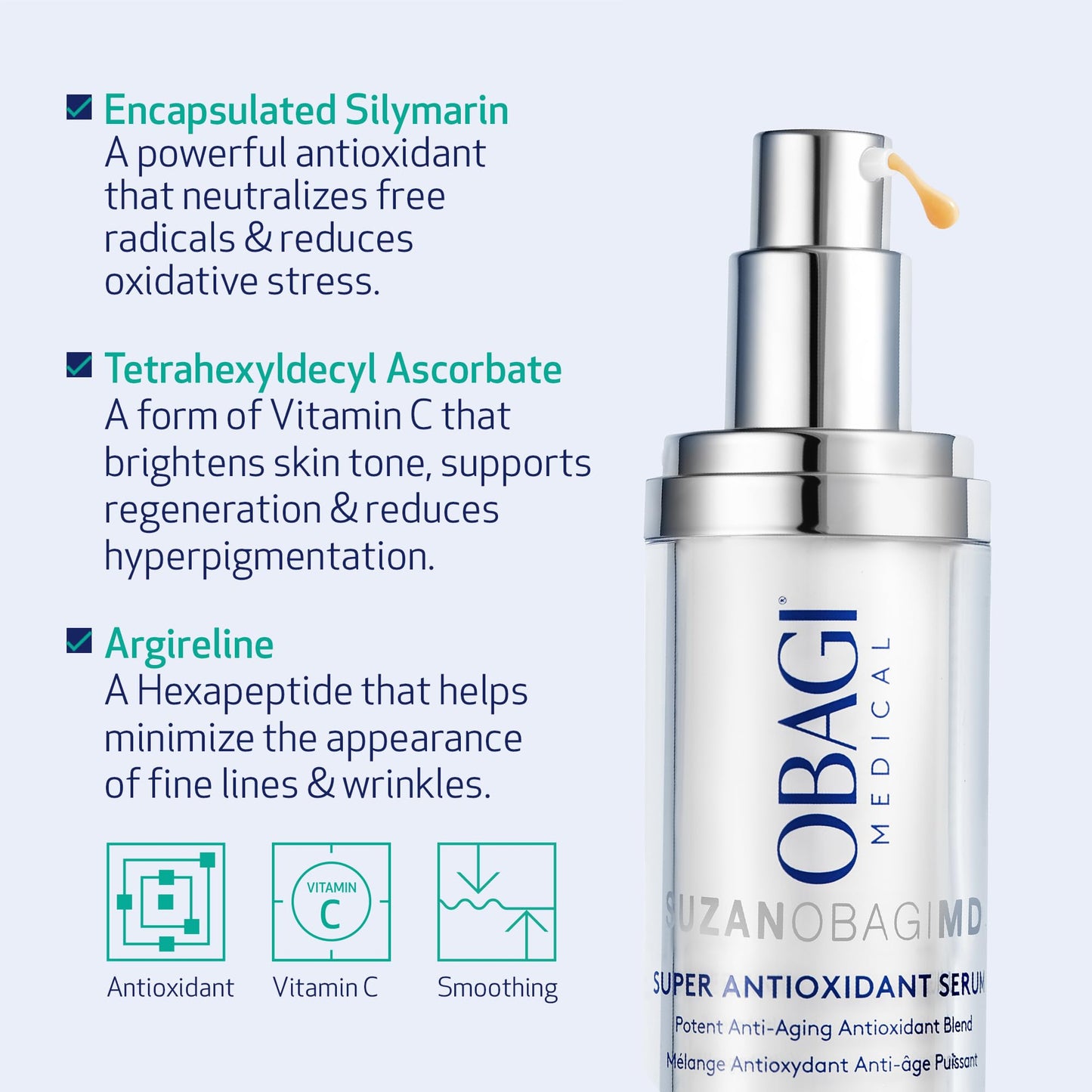 SUZANOBAGIMD Super Antioxidant Serum – Reduces Oxidative Stress & Irritation, Minimizes Appearance of Fine Lines & Wrinkles, Brightens Skin Tone & Boosts Hydration – Safe for Sensitive Skin – 1 oz