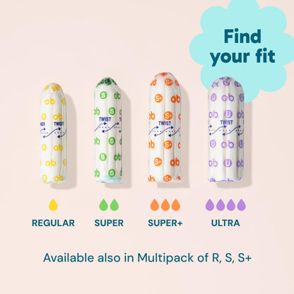 o.b. Tampons No Applicator, Fragrance-Free - 40ct | Applicator-Free Tampons Super, Feminine Care, ob Tampon Super, Period Products