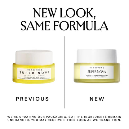 HERBIVORE Super Nova Eye Cream – 5% THD Vitamin C & Caffeine, Reduces Dark Circles & Puffiness, Brightens Eyes, Plant-based, Vegan, Cruelty-free, 15mL / 0.5 oz
