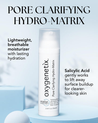 Oxygenetix Pore Clarifying Hydro-Matrix | Hyaluronic Acid Face Cream & Moisturizer for Clear-Looking Skin | Daily Hydrating Lotion with Salicylic Acid (2.5 oz)