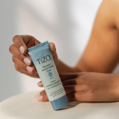 TiZO3 Facial Mineral Sunscreen and Primer, Tinted Broad Spectrum SPF 40 with Antioxidants, Sheer matte finish, Fragrance-Free, Oil-Free, Dermatologist-recommended, PA+++ 1.75 oz