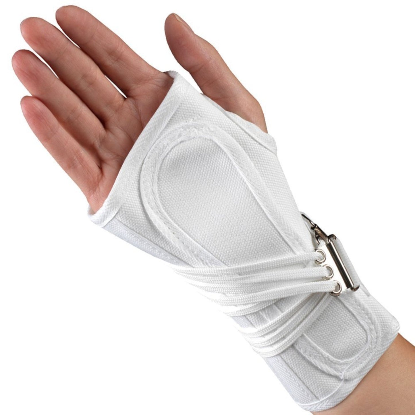 OTC Wrist Splint, Cock-Up Lacing, Canvas, ProChoice, White, Medium (Right Hand)