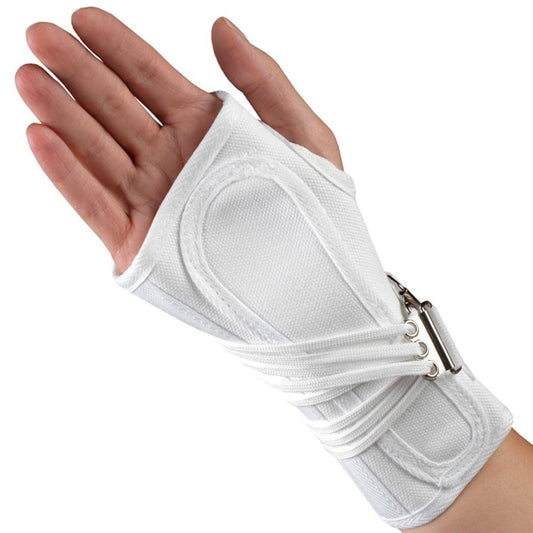 OTC Wrist Splint, Cock-Up Lacing, Canvas, ProChoice, White, Medium (Right Hand)
