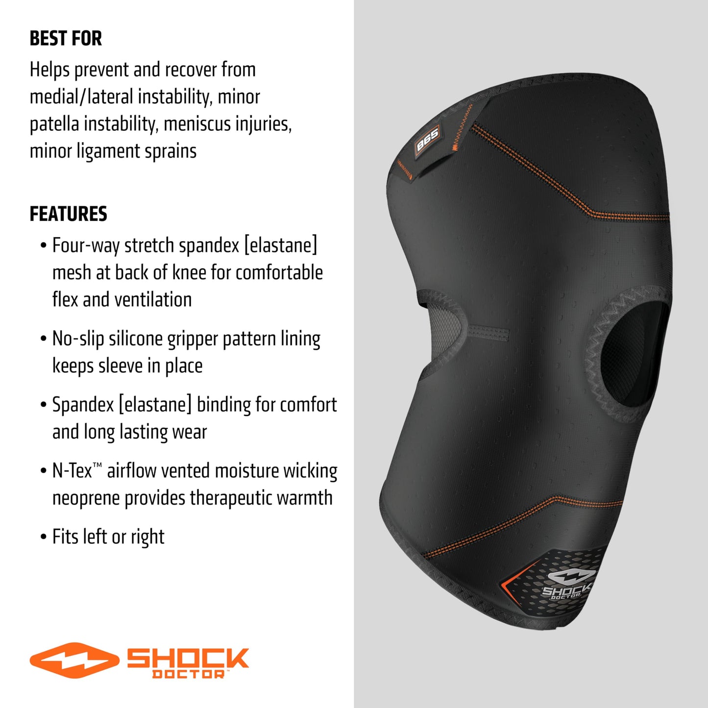 Shock Doctor Knee Brace Compression Sleeve Support (1 Unit). Helps Pain / Healing from Arthritis, Bursitis, Tendonitis, Meniscus Tear, Patella Alignment and more. For Basketball, Football, Running and most Sports. Increases Blood Flow. Knee Wrap for...