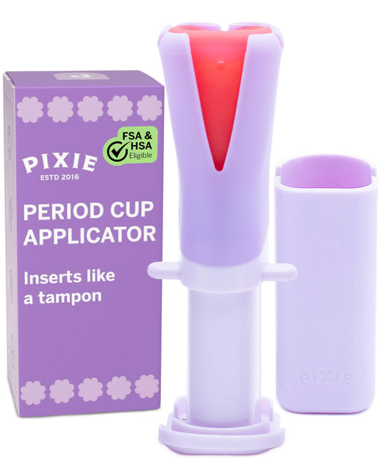 Pixie Menstrual Cup Applicator - Inserts Like A Tampon - Every Woman Can Now Use Period Cups - Perfect for Long Nails - Self Sanitizer TPE Properties - Travel Case (Cup Applicator)